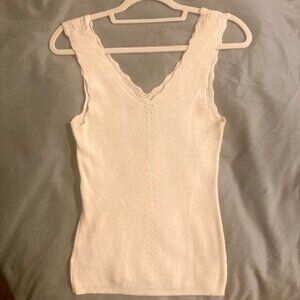 Anthropologie Knitted & Knotted Cream Sweater Sleeveless Boho Size S